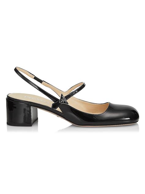 prada patent leather block heel slingbacks|Shop Prada 45MM Leather Slingback Pumps .